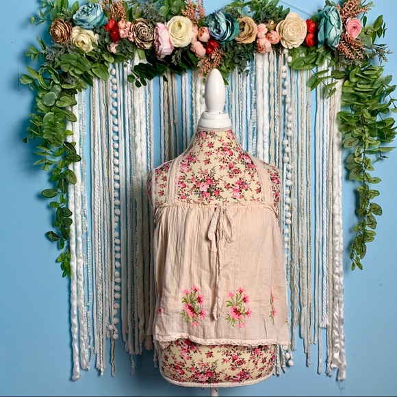 Free People Strappy Embroidered Babydoll Tank M - Picture 2 of 7